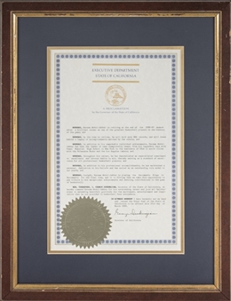 1989 Governor of California Proclamation of Gratitude Presented To Kareem Abdul-Jabbar (Abdul-Jabbar LOA)
